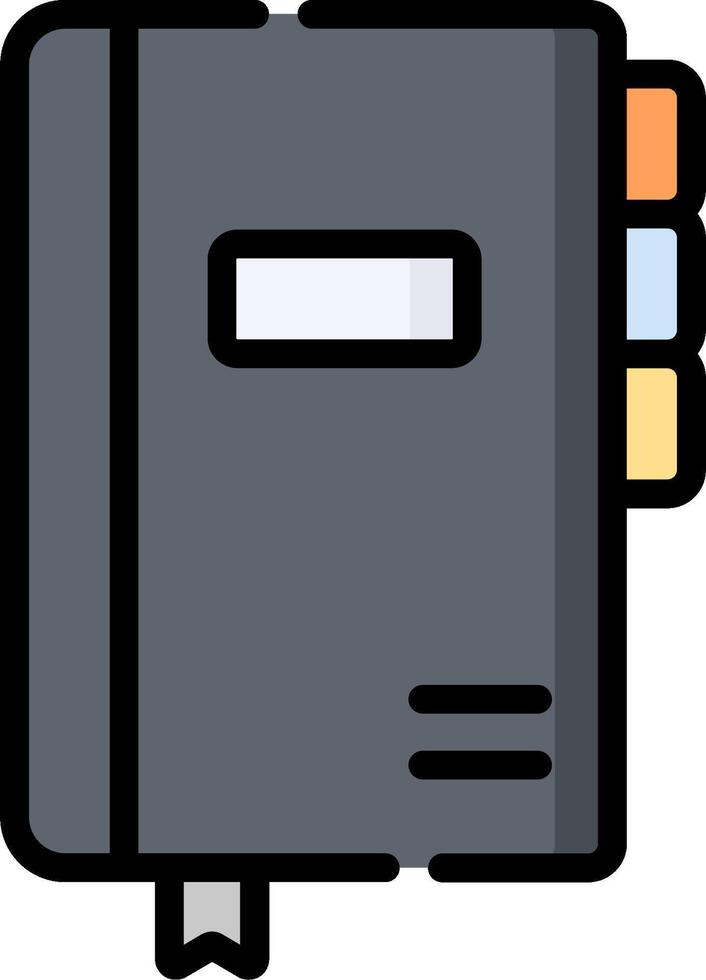 A black notebook with a pen and pencil vector