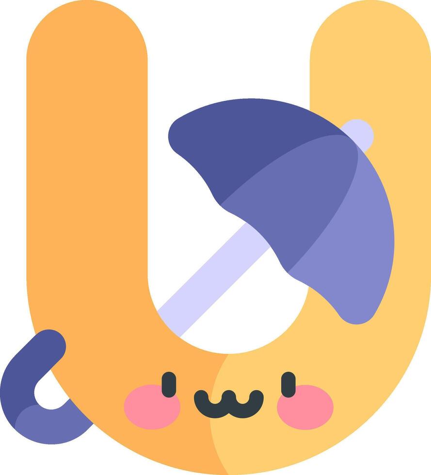 A cute letter u with an umbrella vector