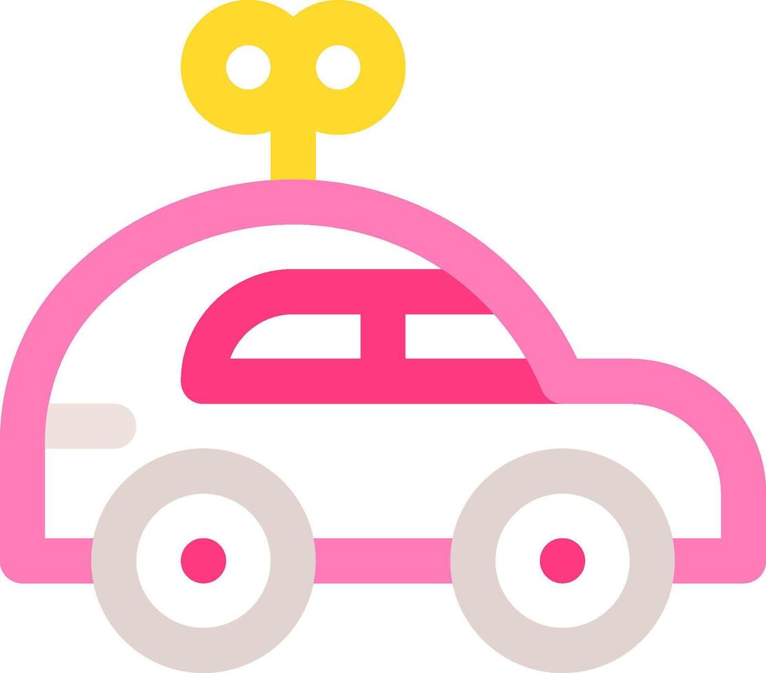 A pink car with a yellow and pink bow on top vector