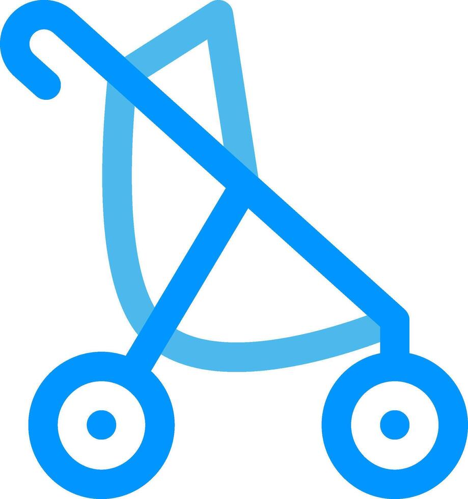 A blue baby stroller icon vector