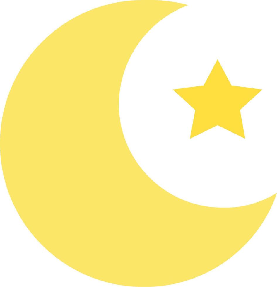 A yellow crescent with a star on it vector