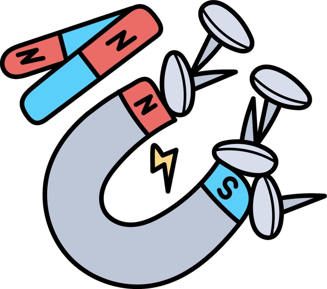 A cartoon of a magnet and a magnet with a magnet vector