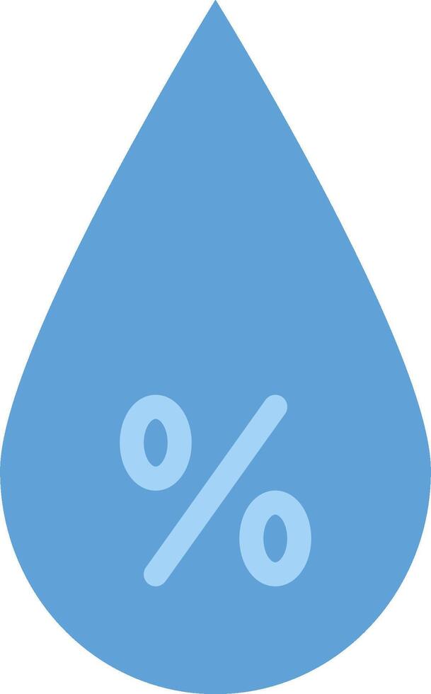 A blue drop with a percentage symbol on it vector