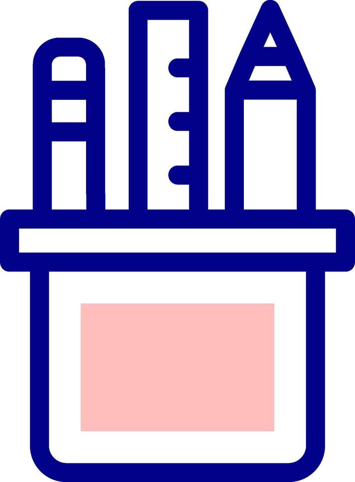 A blue and white icon of a pencil box vector