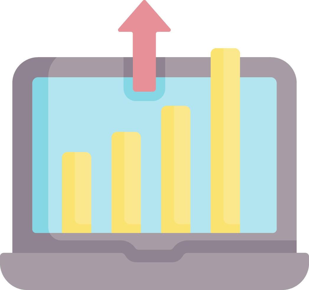 An illustration of a laptop with a bar chart vector