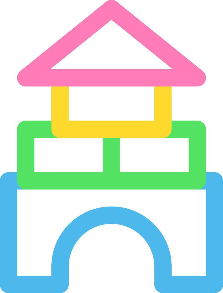A colorful house with a roof and a tower vector