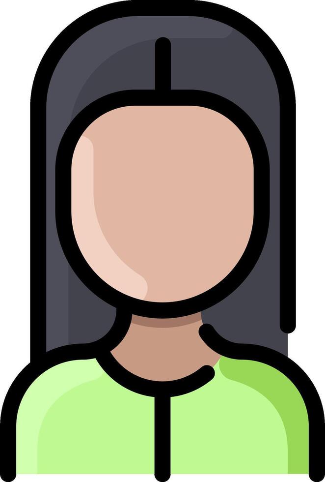A woman avatar with a green shirt and black hair vector