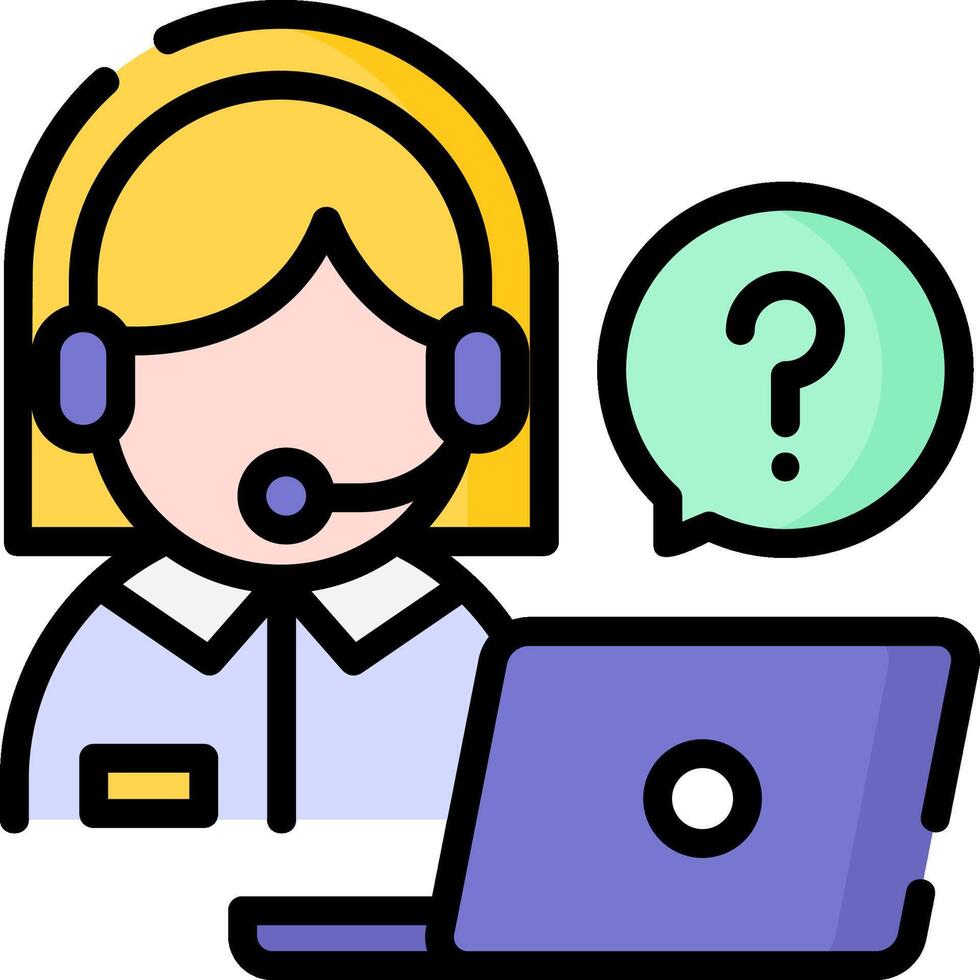 Call center agent with headset and question mark icon vector