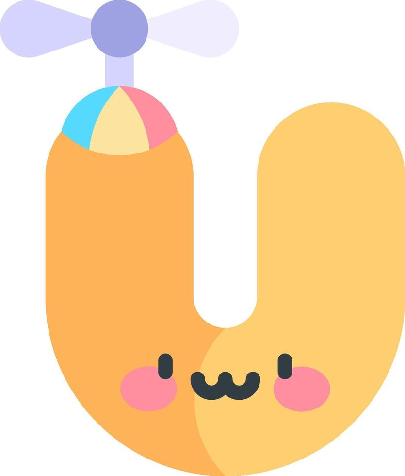 A cute letter u with a propeller on it vector