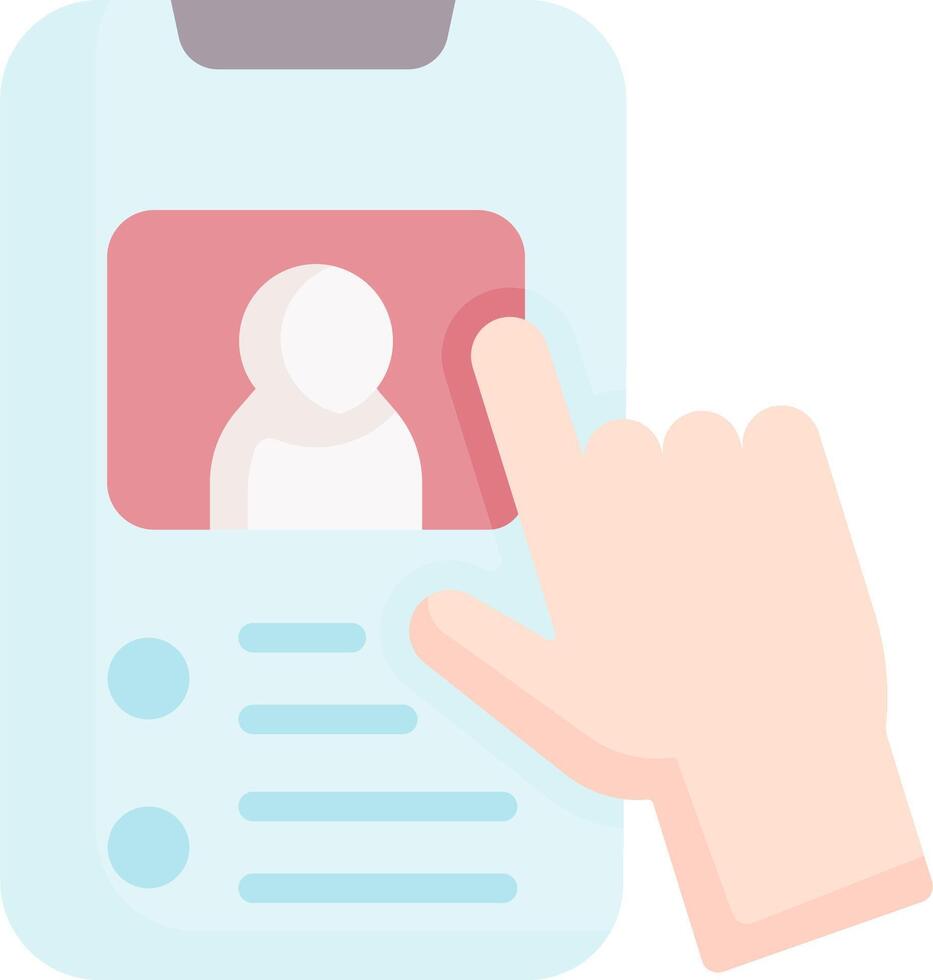 A hand is touching a phone screen with a person on it vector