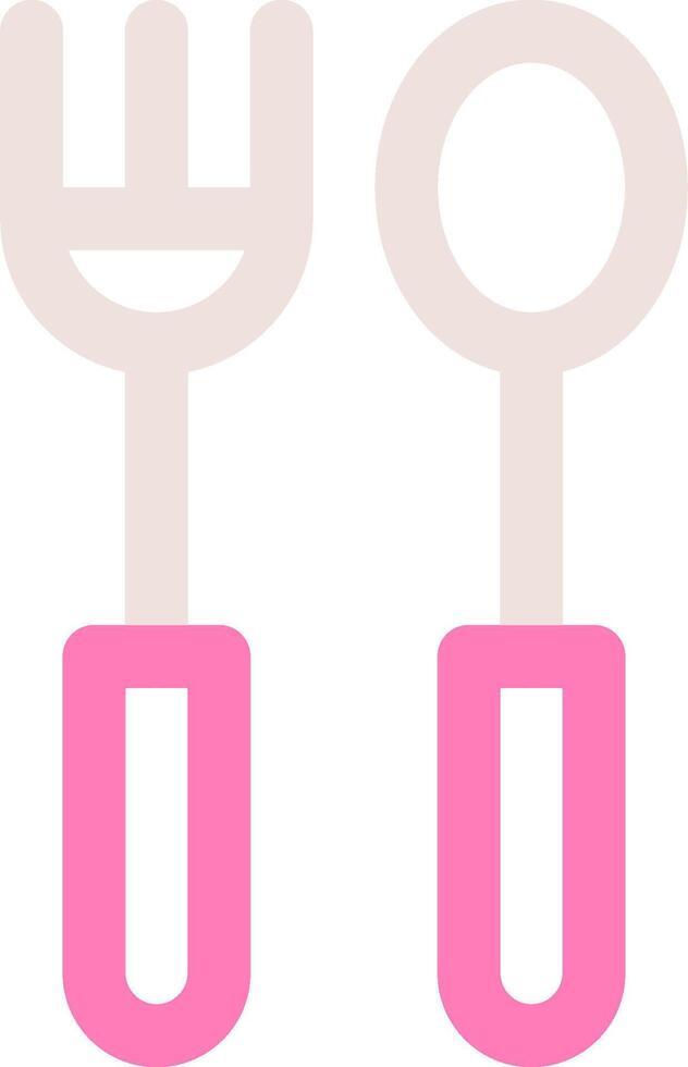 Two pink utensils with handles on a white background vector