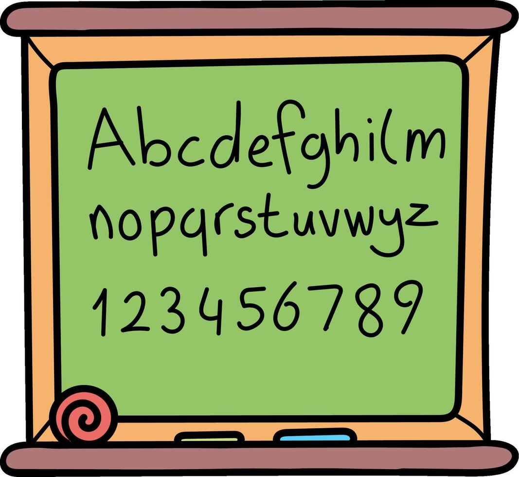 A chalkboard with the alphabet and numbers vector