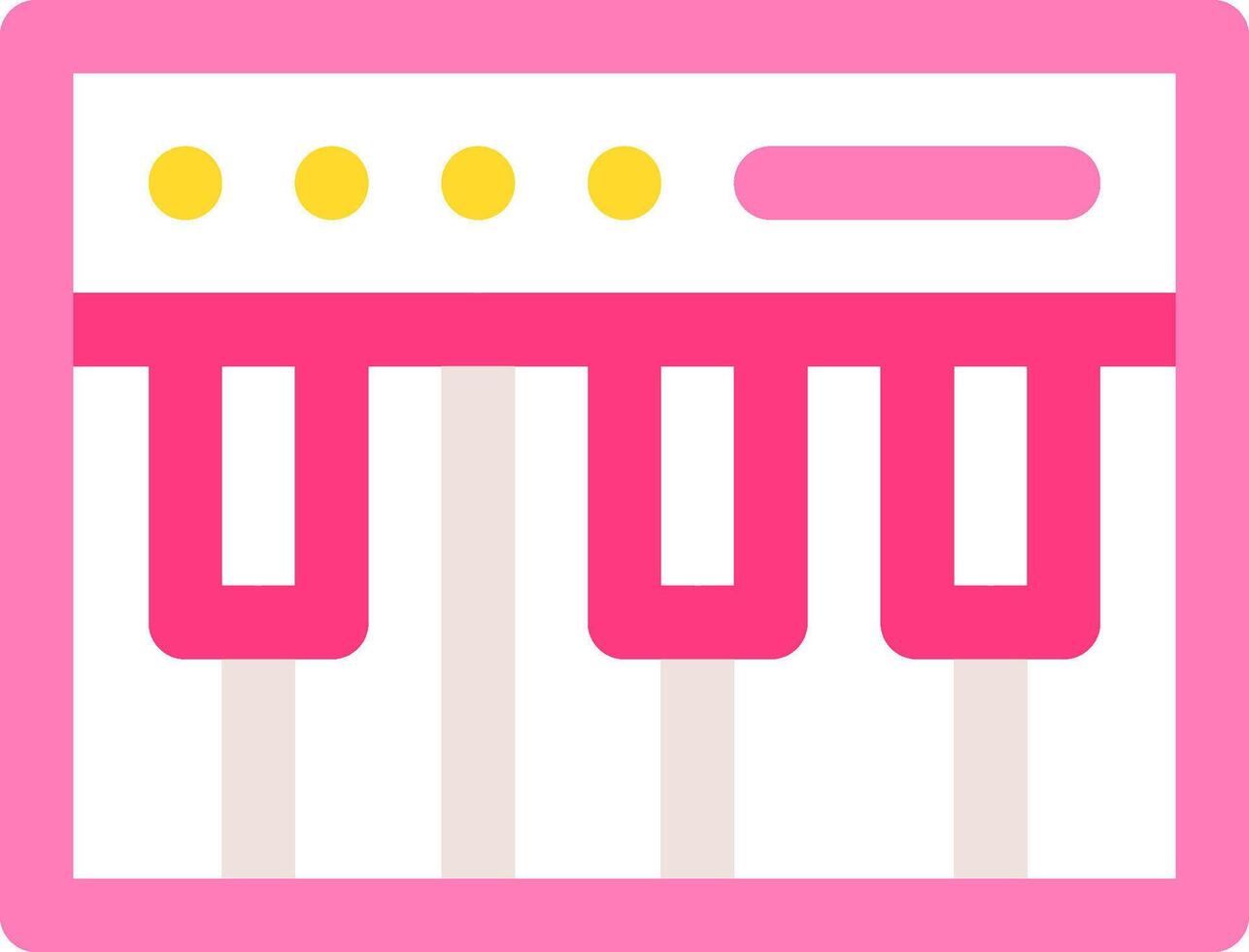 A pink piano keyboard icon vector