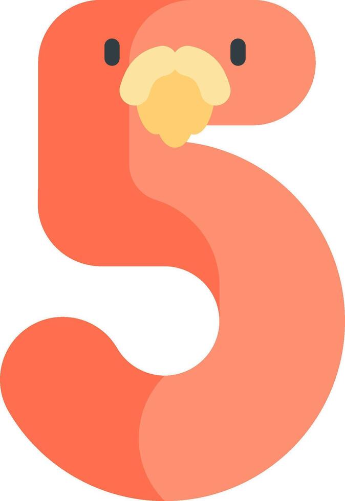 A cartoon bird with a mustache on the number five vector