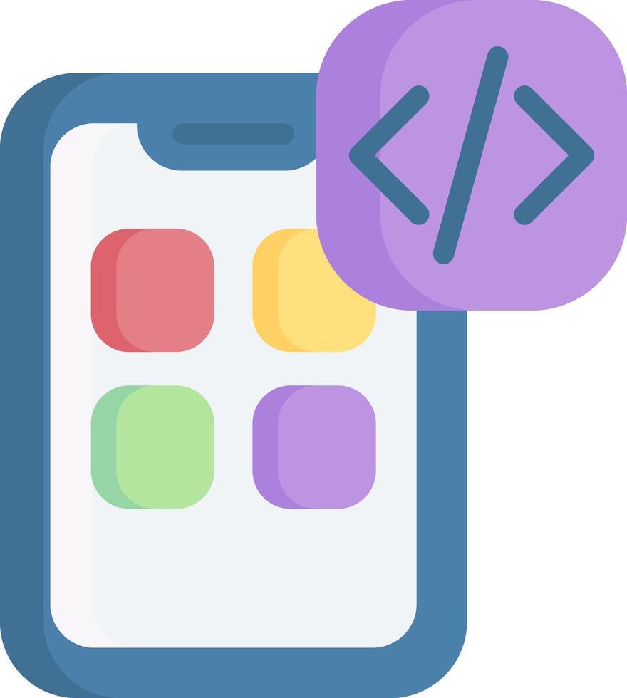 A smartphone with a code icon and a button vector