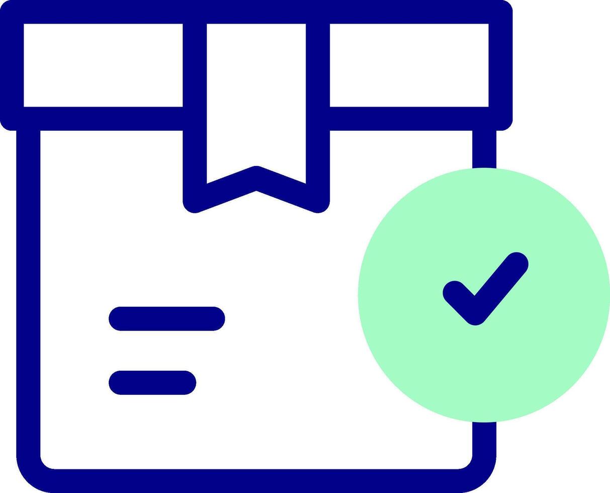 A box with a tick and a green check mark vector