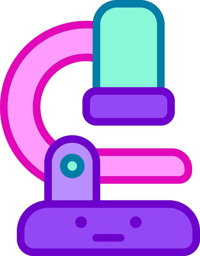 A cartoon microscope with a pink and blue background vector