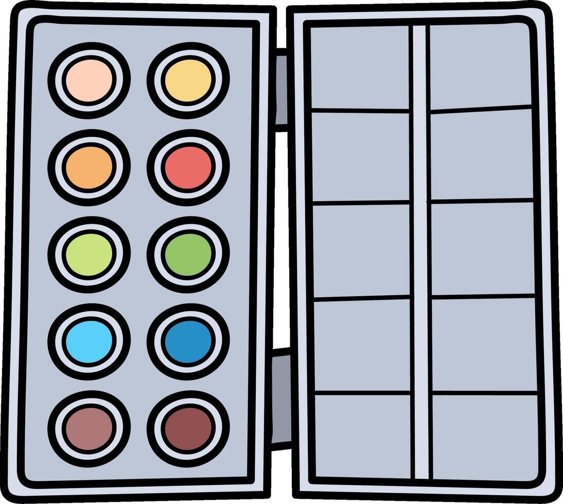 Watercolor palette with a lid open and empty vector