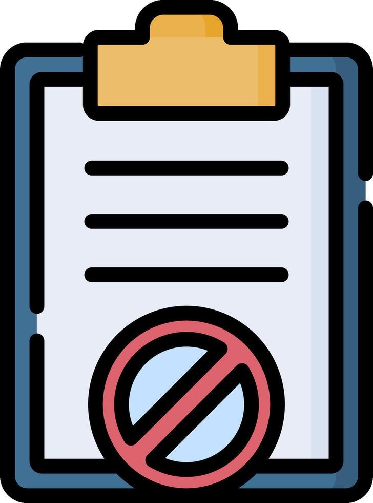 A clipboard with a no entry sign on it vector