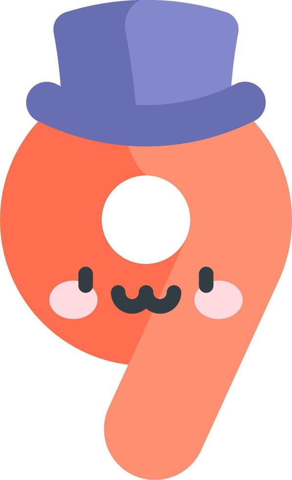 A cartoon number with a hat and a smile vector
