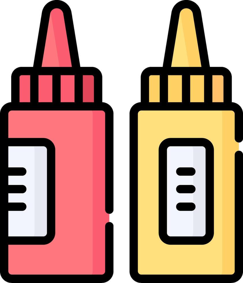 Two bottles of ketchup and mustard on a white background vector