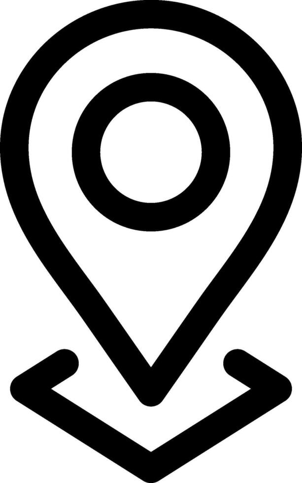 A black and white pin with an arrow pointing to it vector