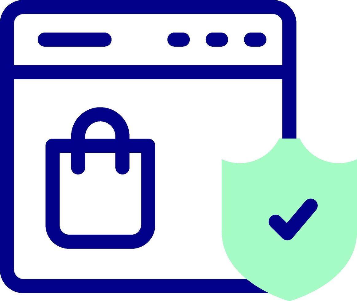 A shopping bag icon with a shield and a check mark vector