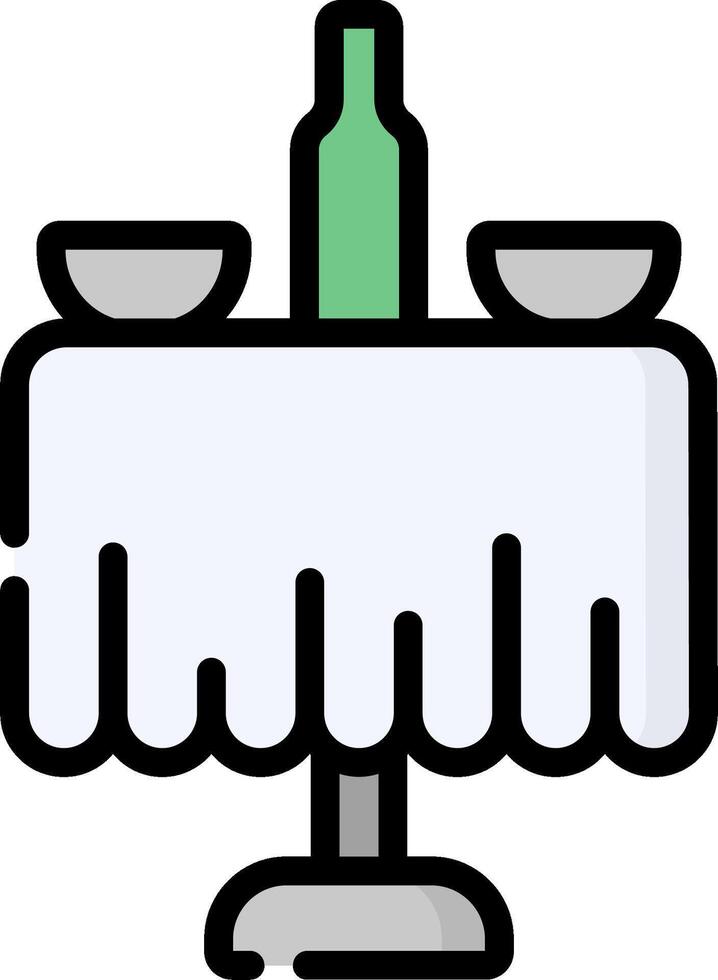 A table with a bottle and two bowls vector
