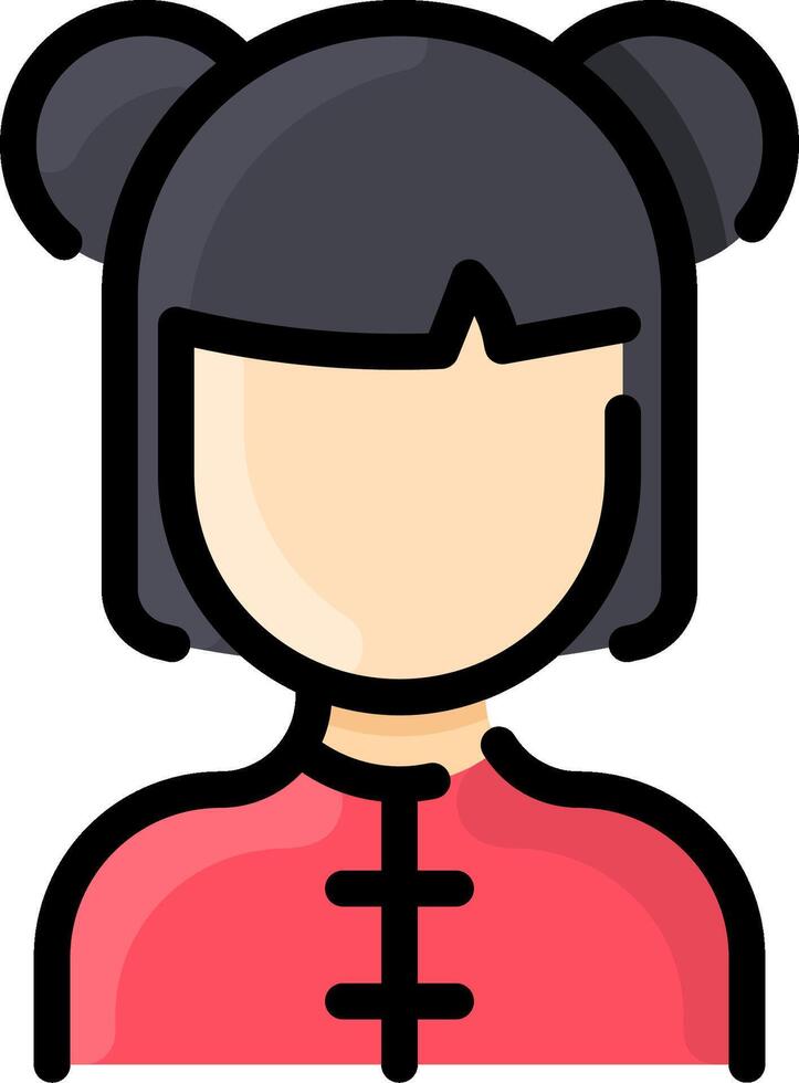 Chinese girl avatar icon vector
