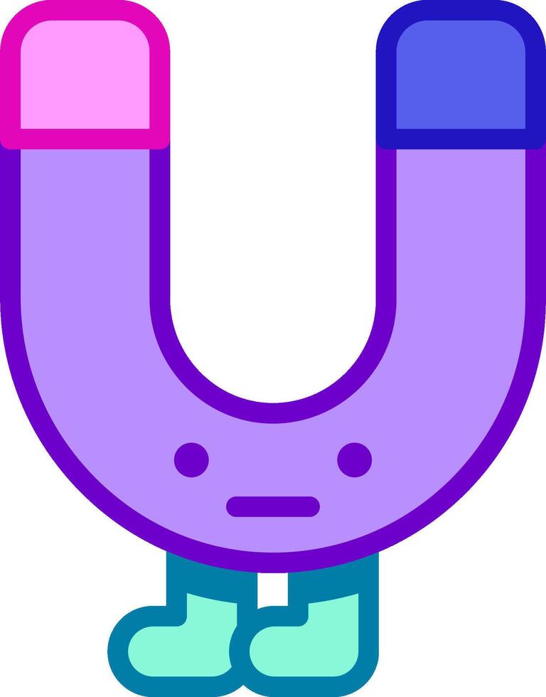 A purple magnet with blue and pink parts vector