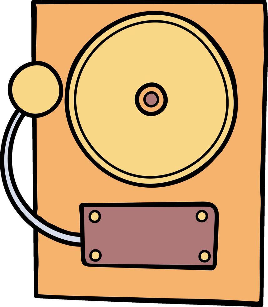 A cartoon record player with a yellow disc vector