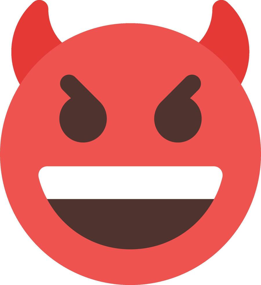 Devil emoji with horns and teeth vector