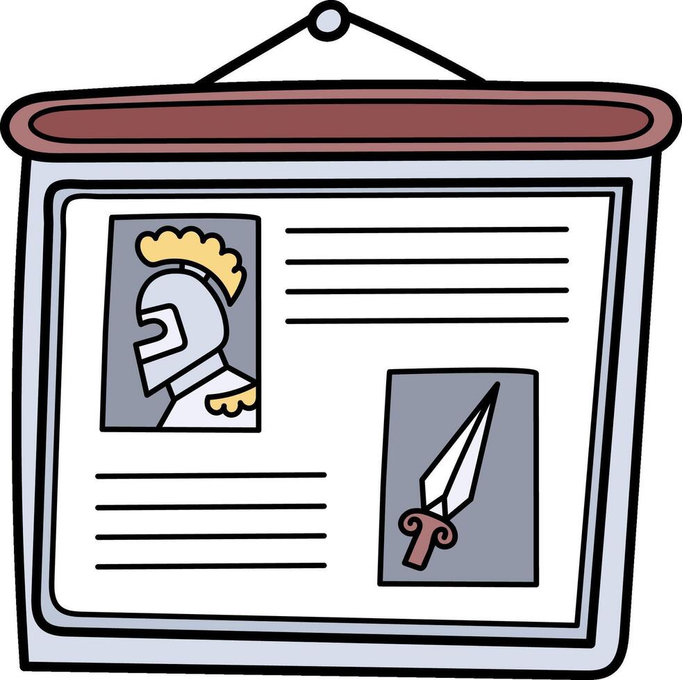 A poster with a sword and a shield on it vector