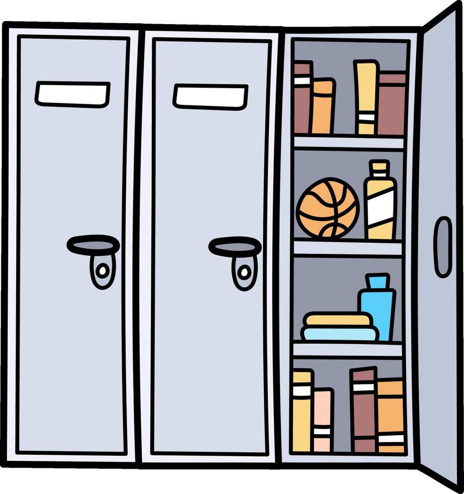 Locker with basketball and books vector