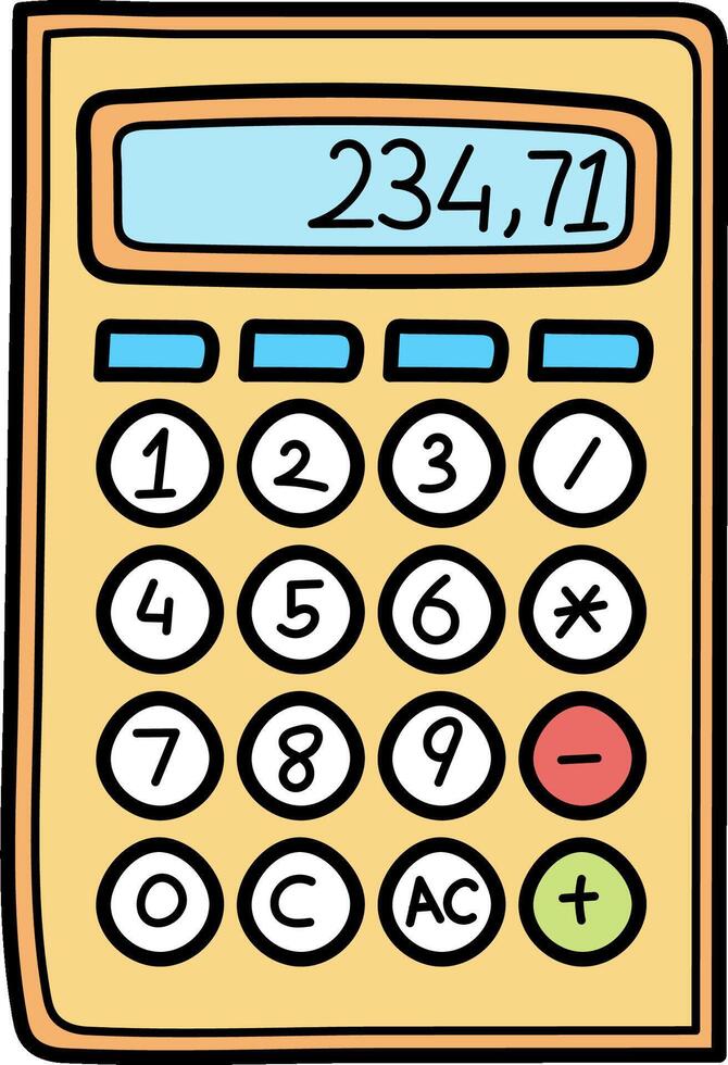 A cartoon calculator with the number 24, 11, and 11 vector