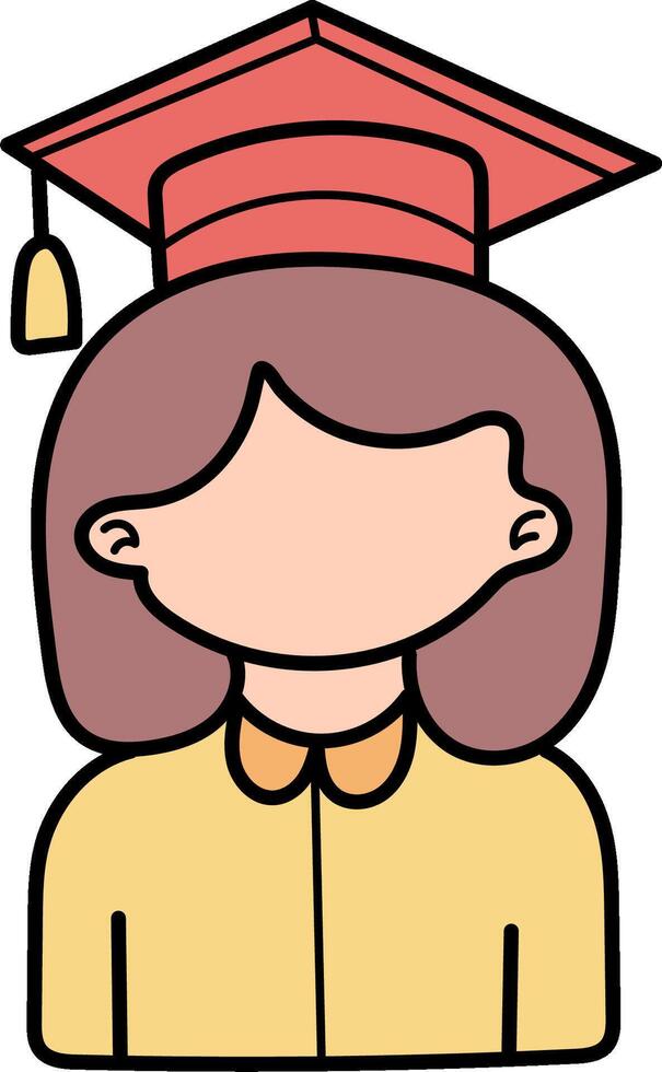 A cartoon girl wearing a graduation cap vector