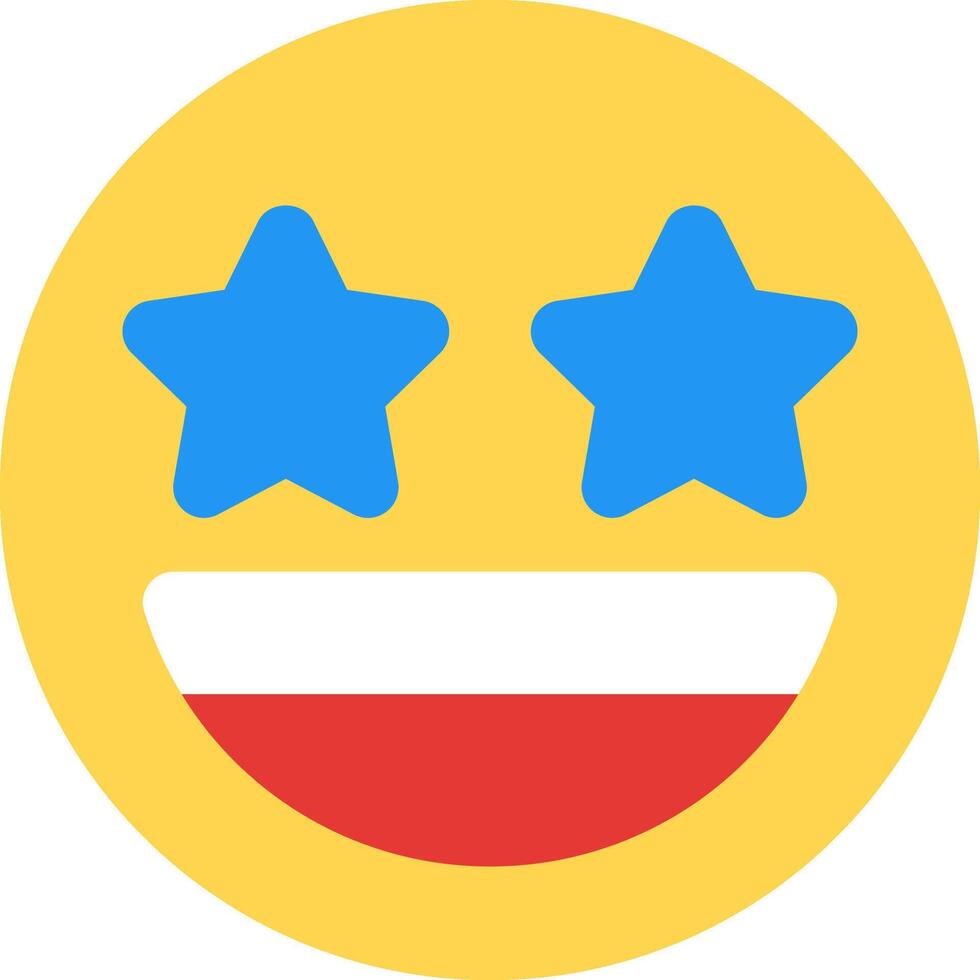 A smiley face with two blue stars on it vector