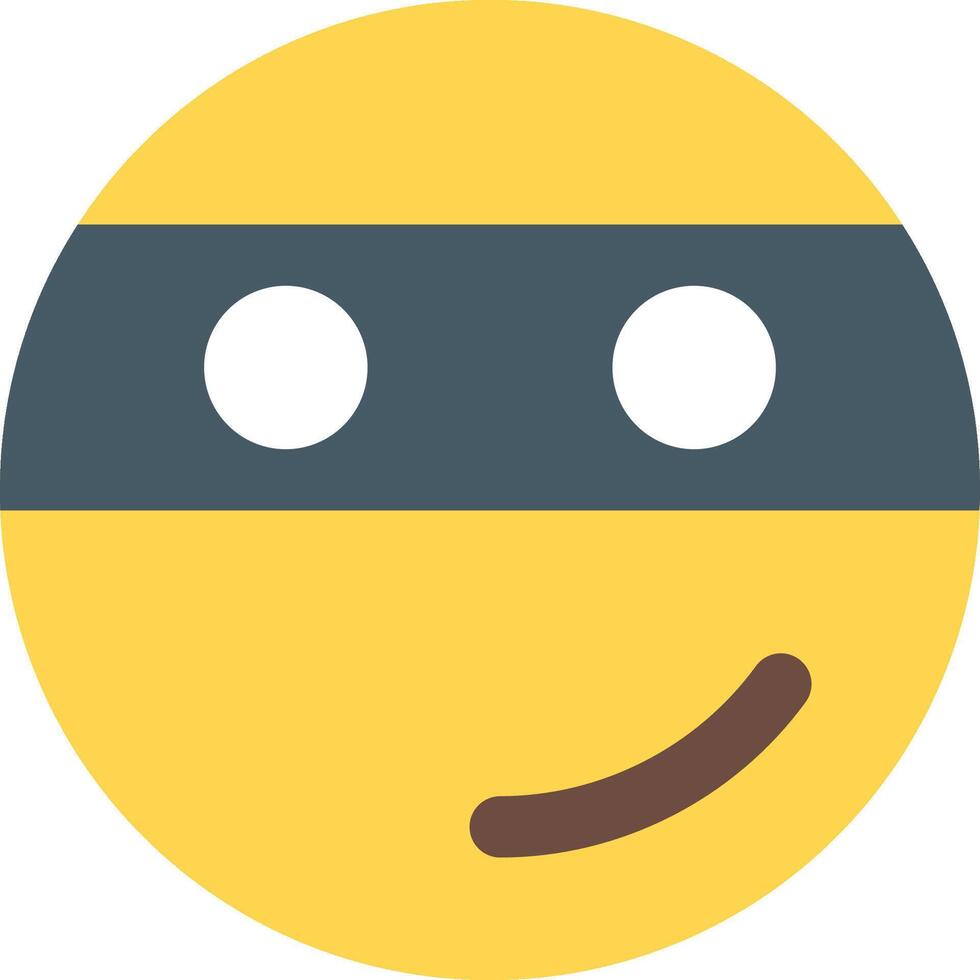A yellow smiley face with a black mask on it vector