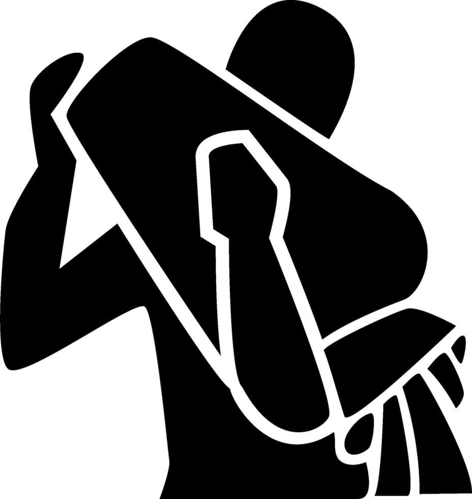 A silhouette of a man carrying a bag vector