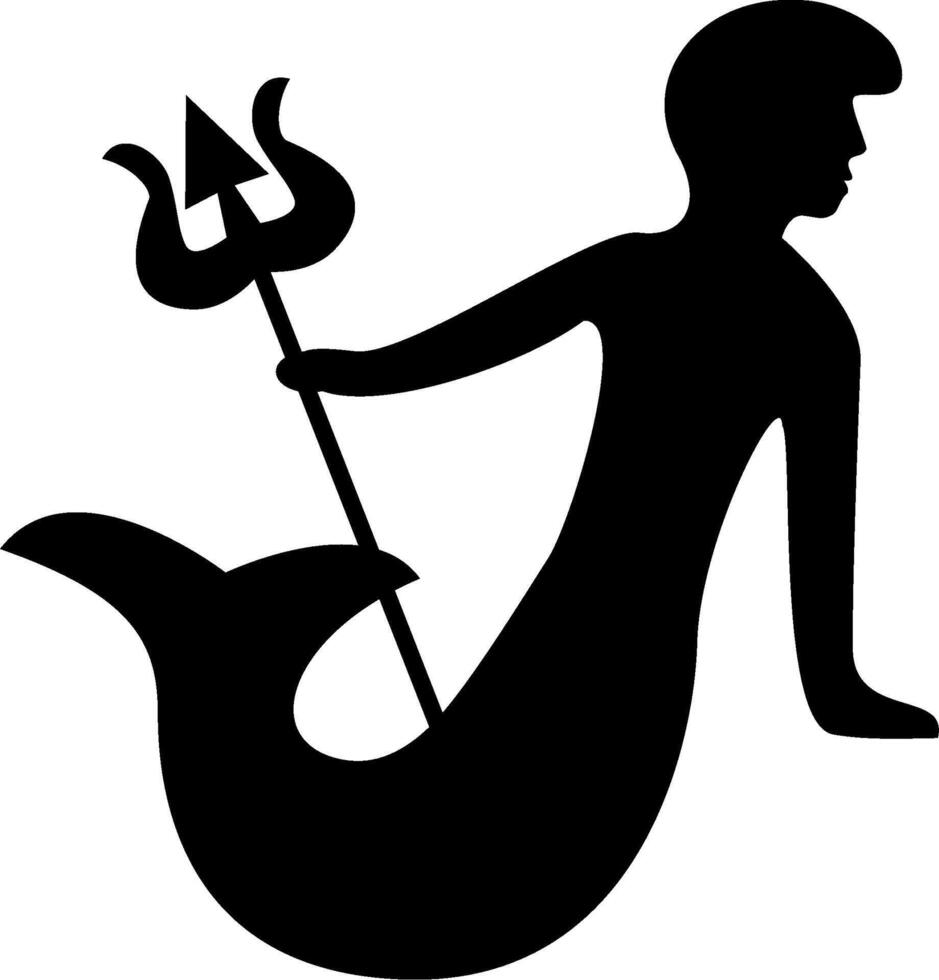 A black and white silhouette of a man holding a spear vector