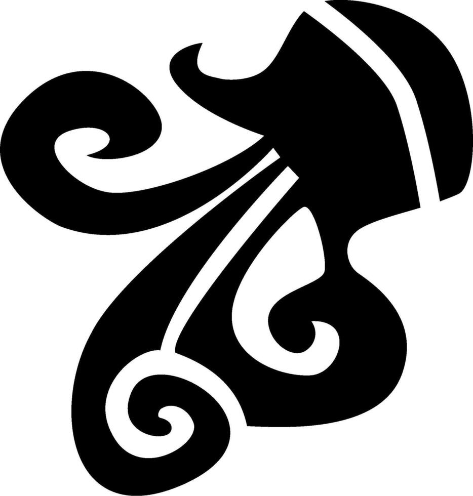 A black and white illustration of a jellyfish vector