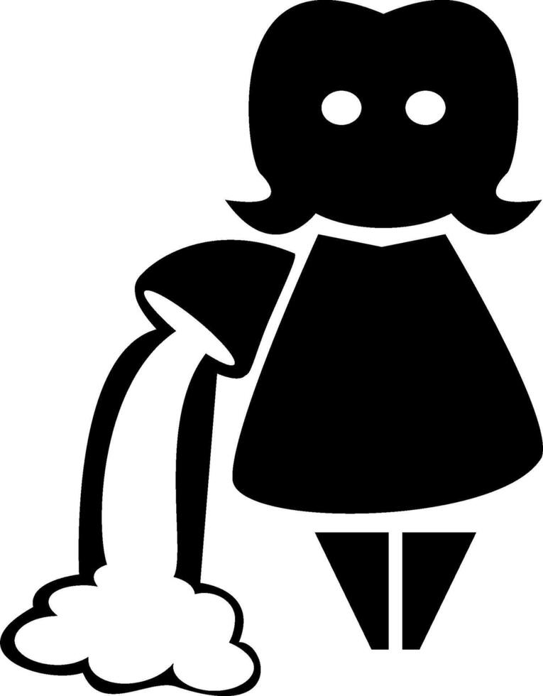 A black and white silhouette of a woman with a toilet vector