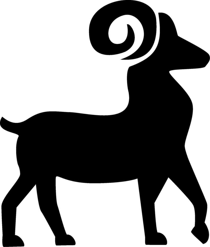 A black and white silhouette of a ram vector