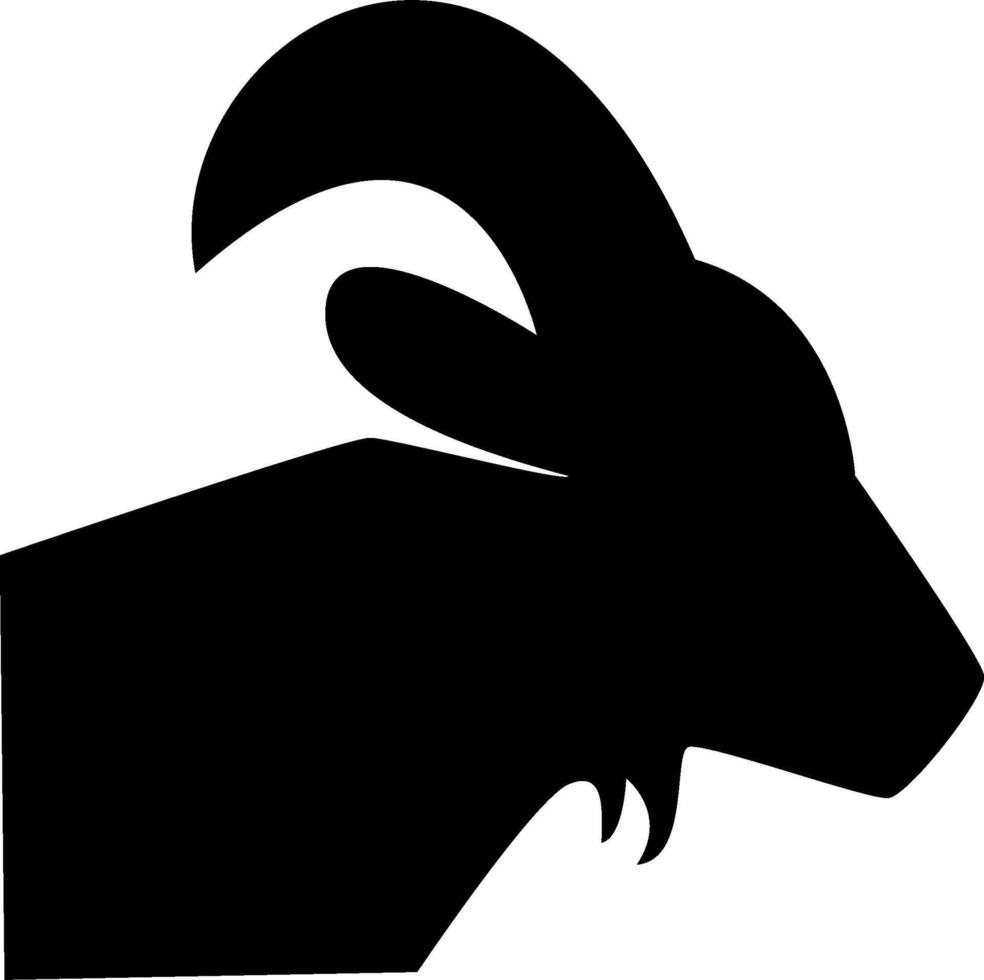 A black silhouette of a goat head vector
