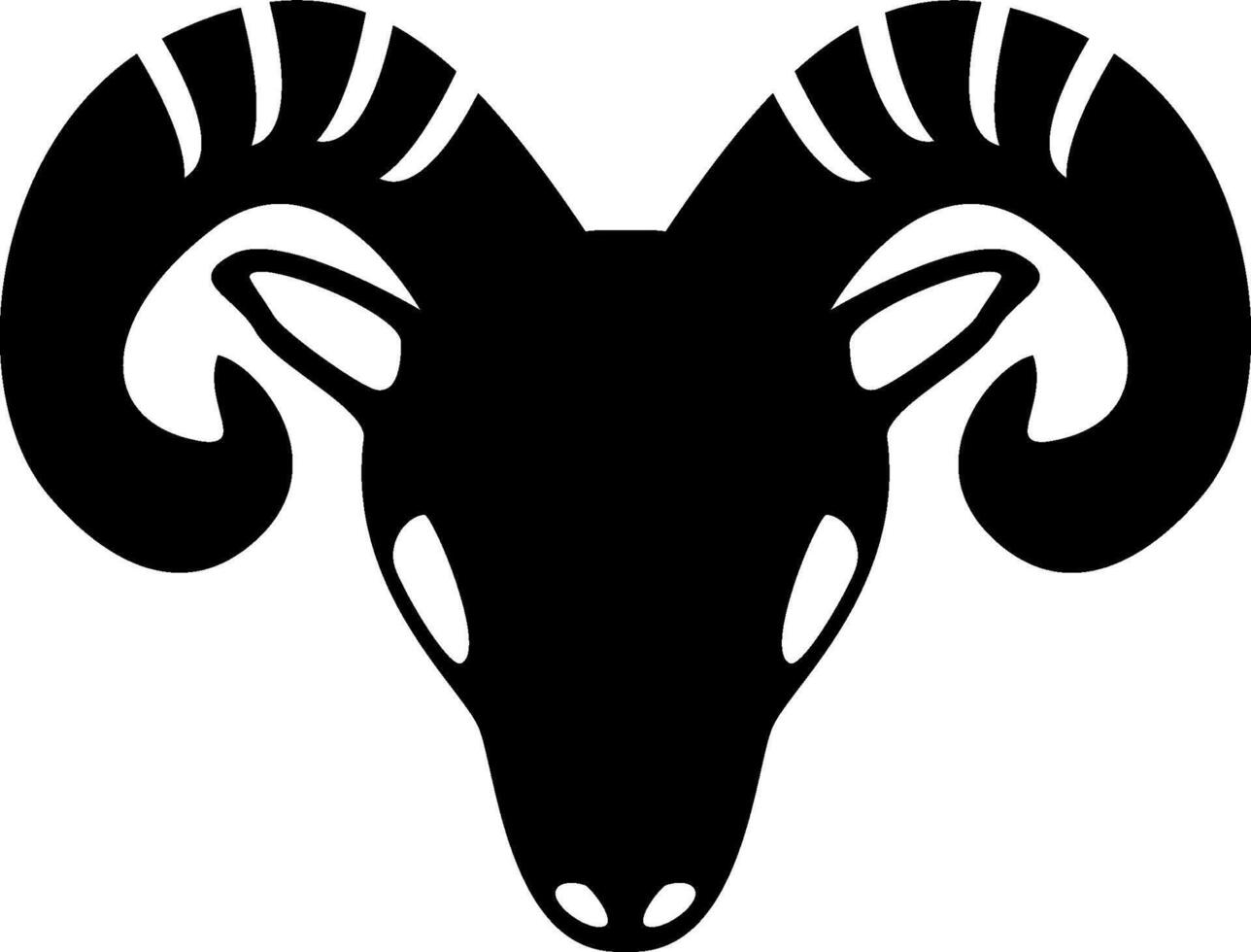 A black and white ram head silhouette on a white background vector
