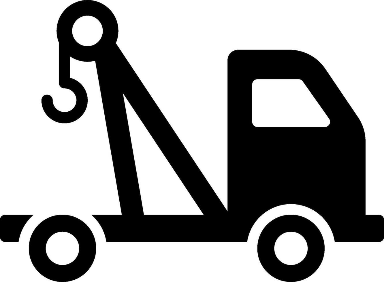 A black and white image of a tow truck vector