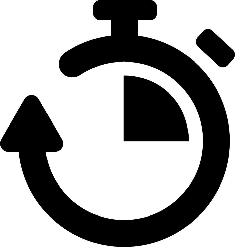 A black and white icon of a stopwatch vector