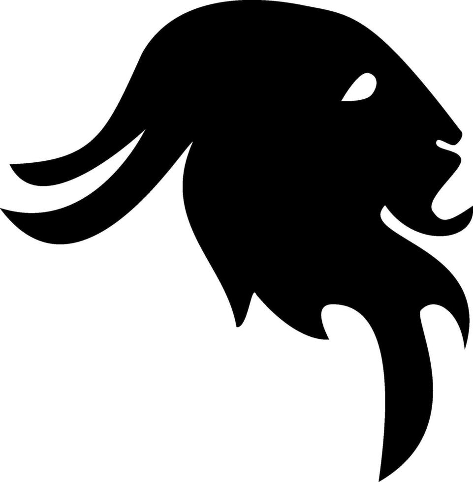 A black silhouette of a goat head vector