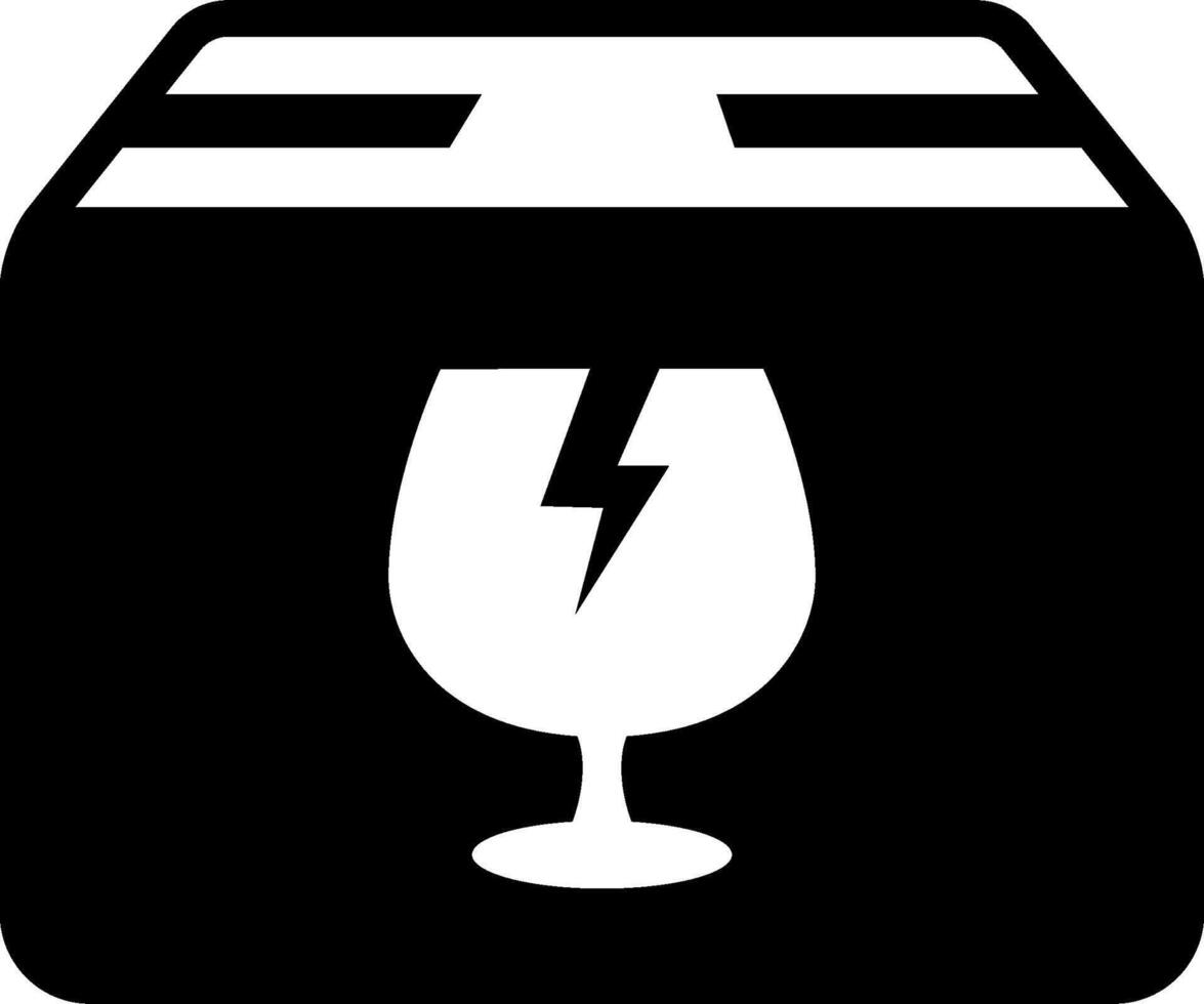 A black and white icon of a wine glass with a lightning bolt vector