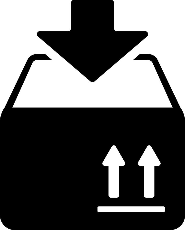 A black and white image of a box with an arrow pointing up vector